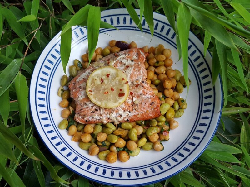 Sesame-ginger baked wild salmon