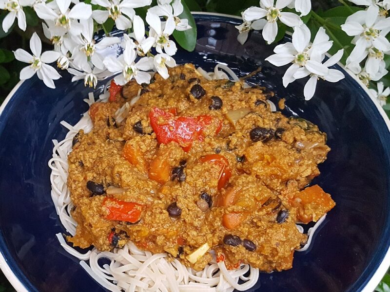 Vegan mince and squash chilli