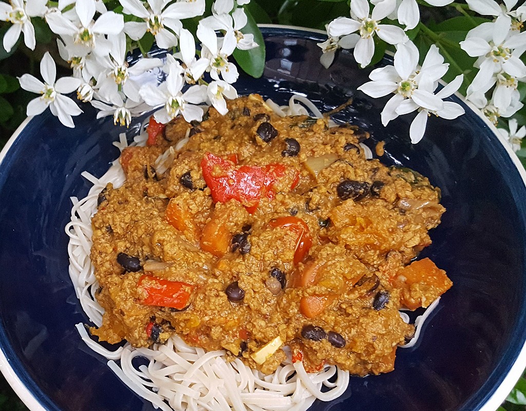 Vegan mince and squash chilli