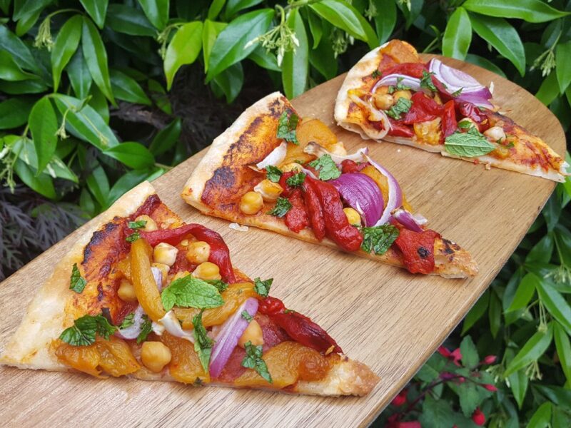 Moroccan-style vegan puff pizza