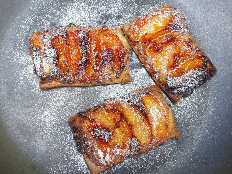 Vegan peach puff tarts