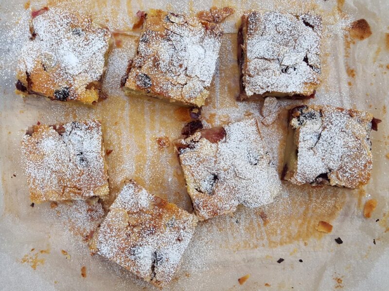 Cherry and almond traybake