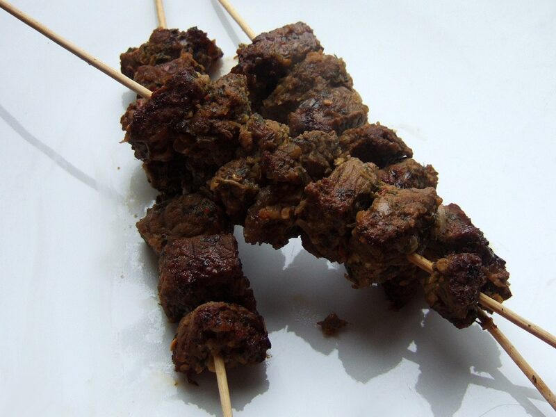 Spiced steak skewers