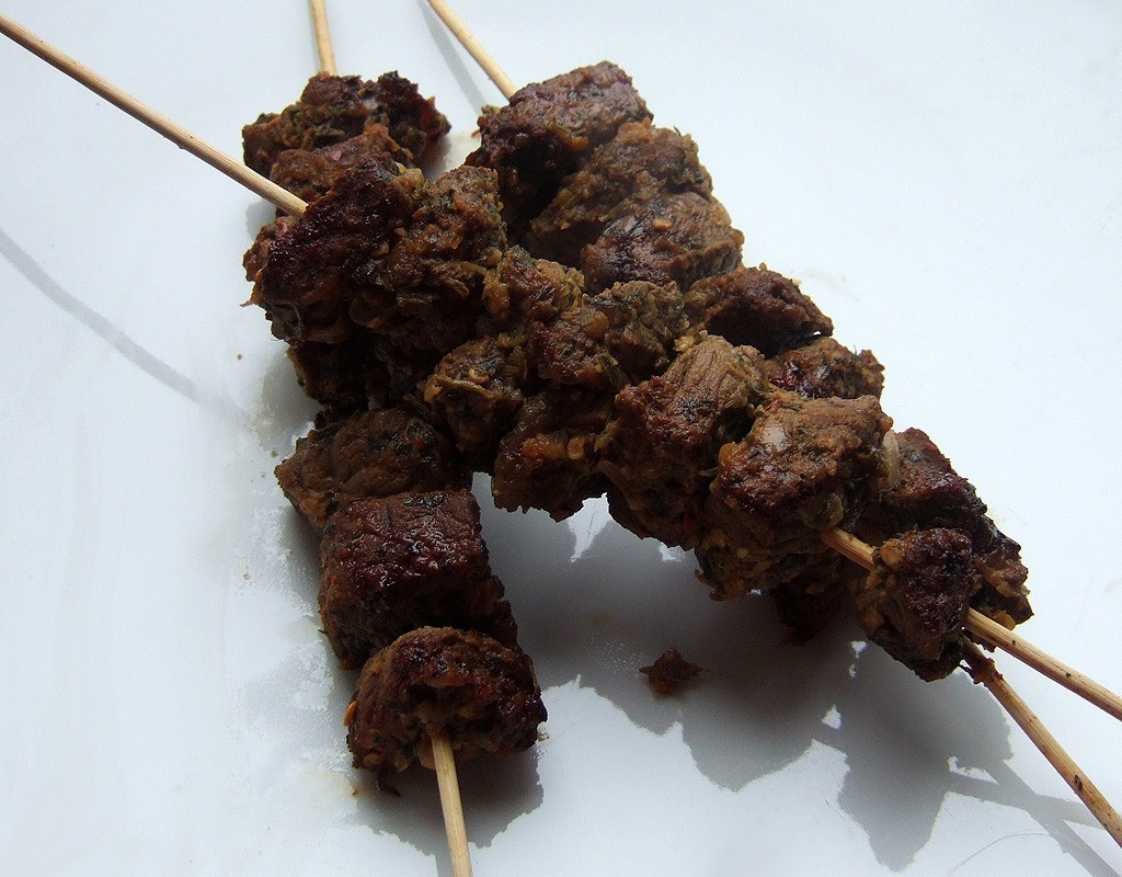 Spiced steak skewers