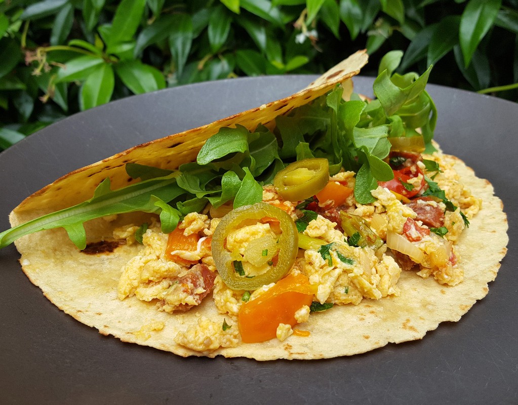 Mexican egg and chorizo scramble