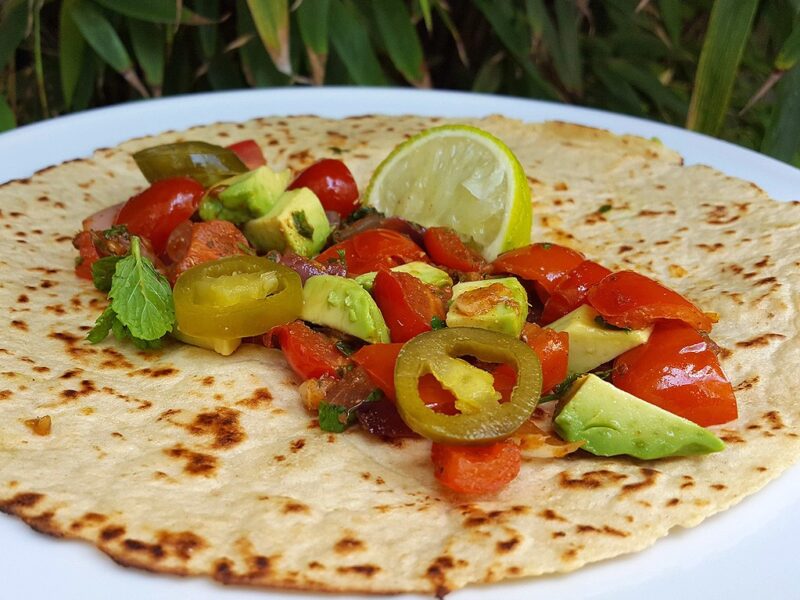 Avocado and salsa burrito