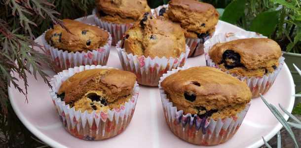 Spiced dairy-free blueberry muffins