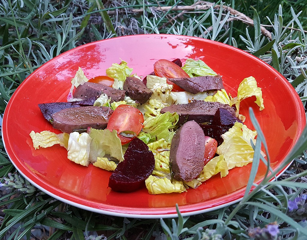 Wood pigeon and beetroot salad