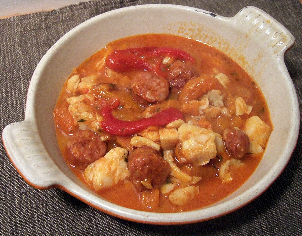 Easy chorizo and fish stew