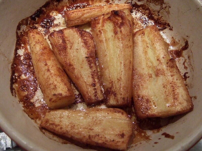 Maple and cinnamon baked parsnip