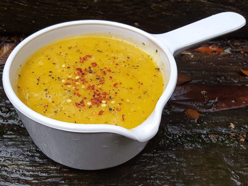 Roasted squash and chickpea soup