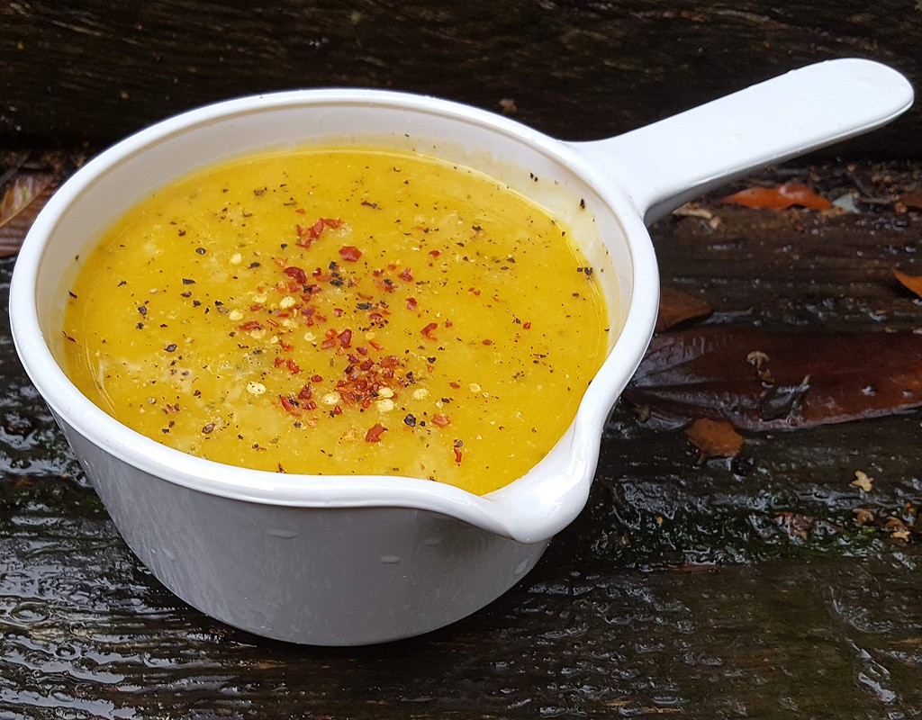 Roasted squash and chickpea soup