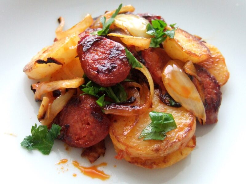 Sauteed potatoes with chorizo