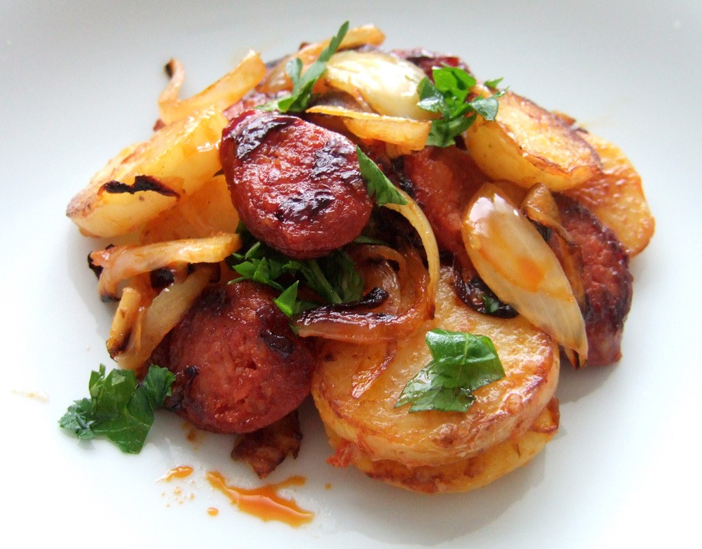 Sauteed potatoes with chorizo