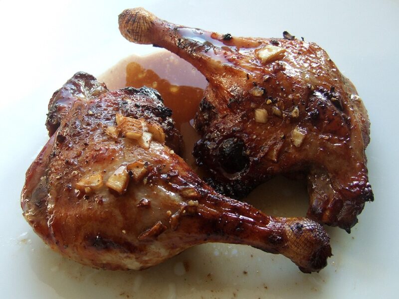 Roast duck legs with honey balsamic glaze