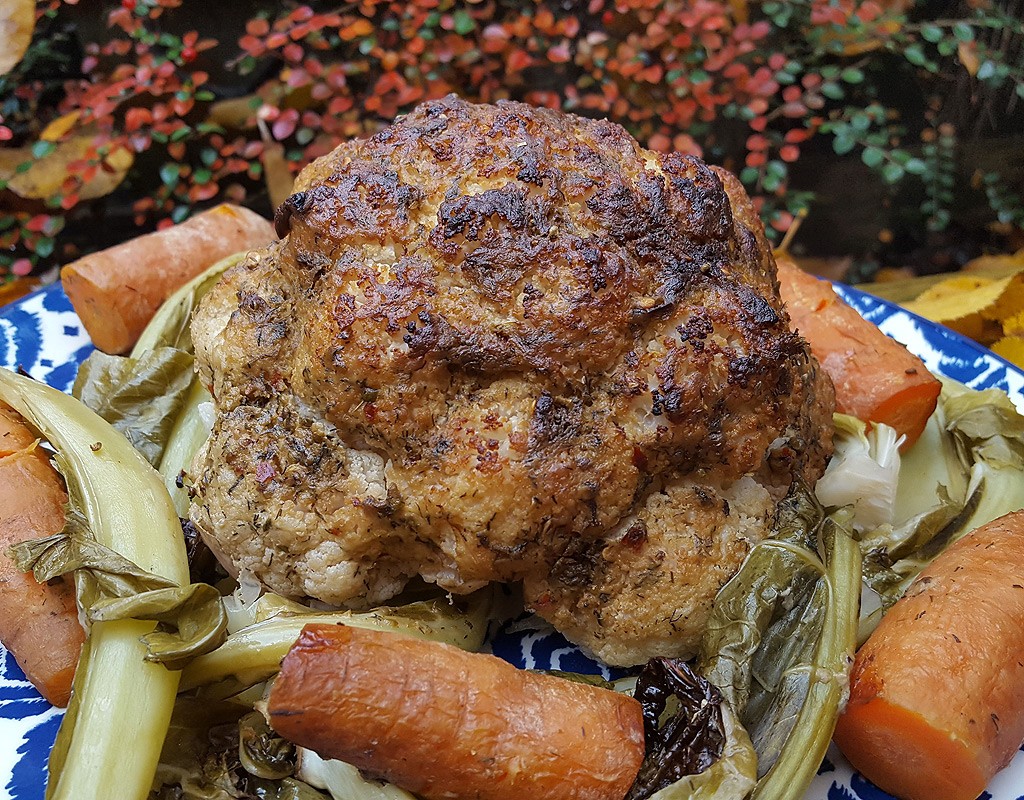 Mustard roasted whole cauliflower