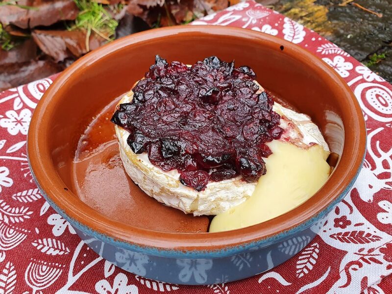 Baked Camembert with cranberry sauce