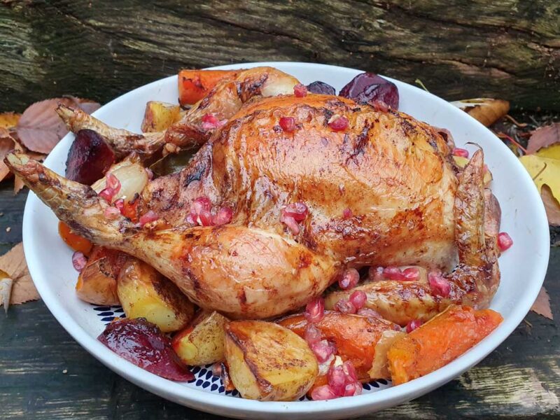 Festive roast chicken