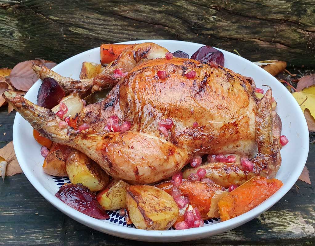 Festive roast chicken