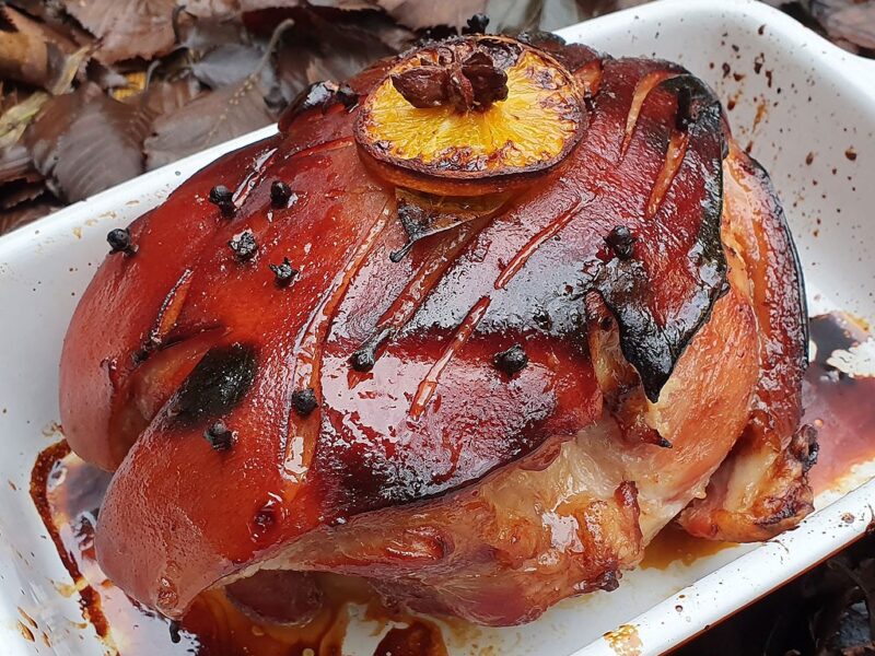 Orange and honey glazed ham