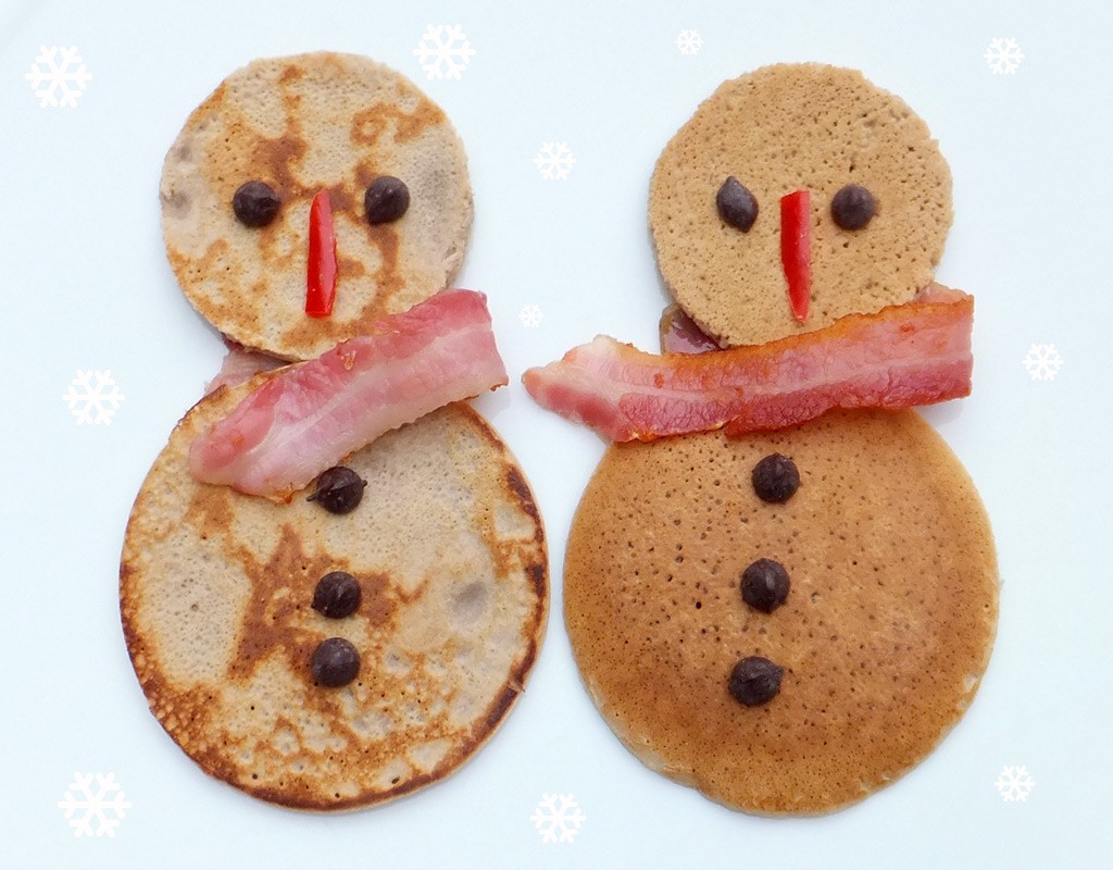 Snowman pancakes