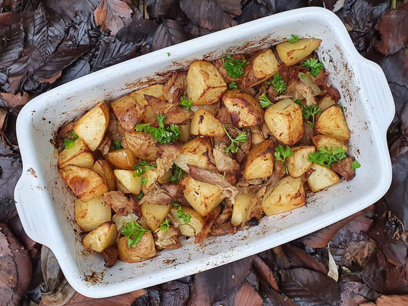 Hungarian turkey and potato traybake