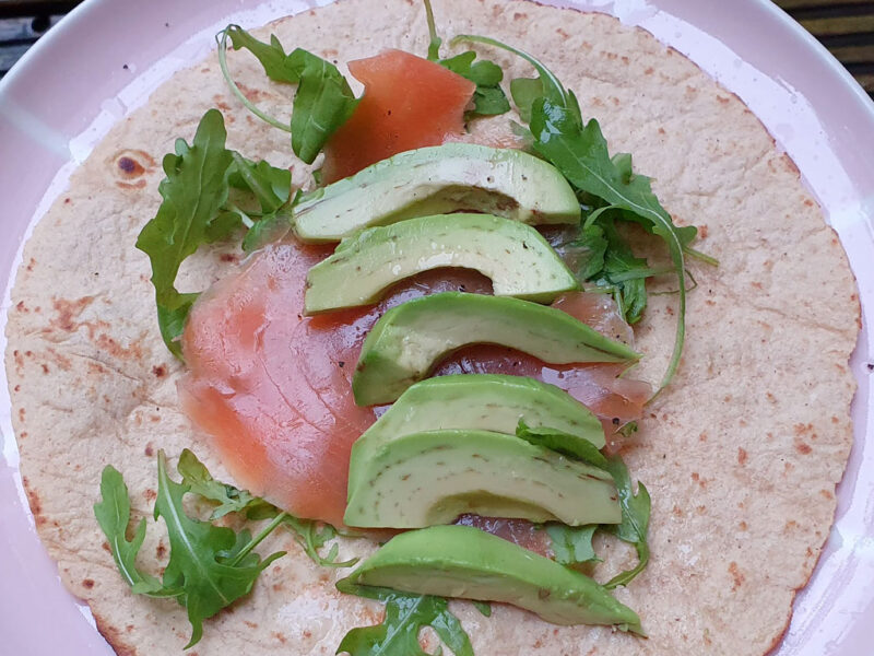 Smoked salmon and avocado wrap