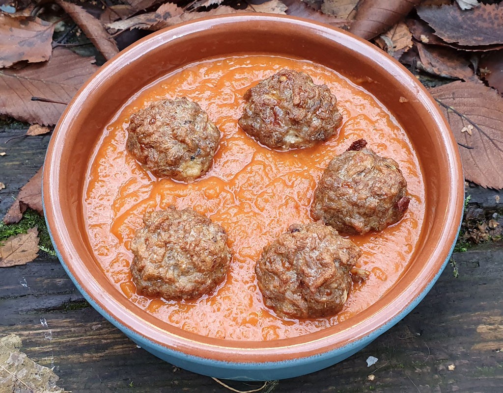 Spiced Lamb meatballs in roasted butternut squash sauce