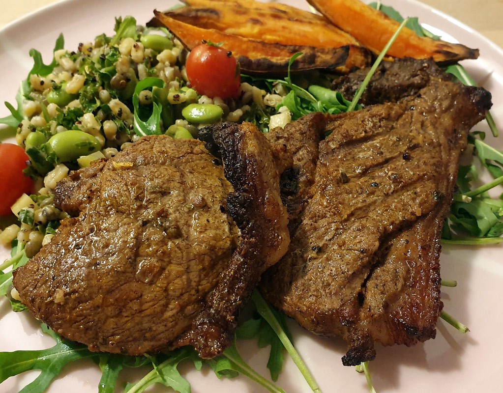 Moroccan spiced lamb steaks