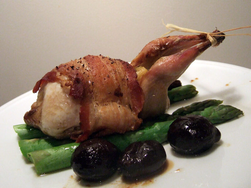 Roasted quail with prunes