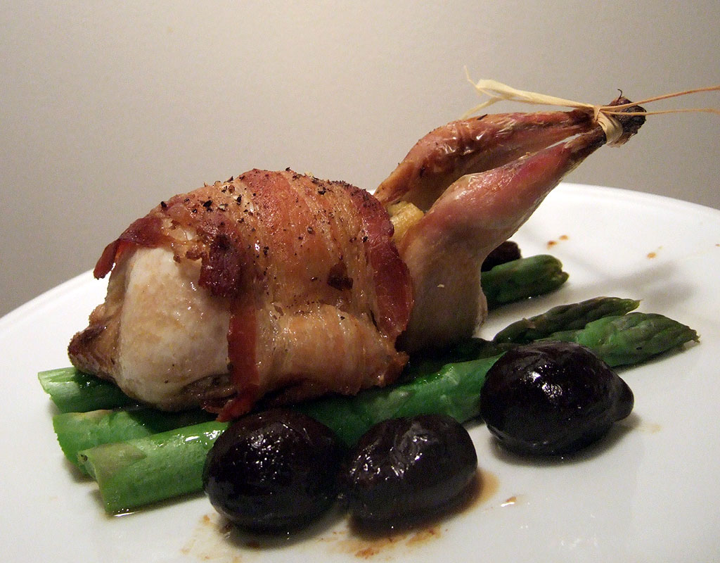 Roasted quail with prunes