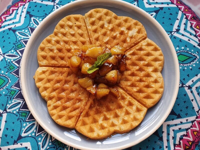 Apple and cinnamon waffles