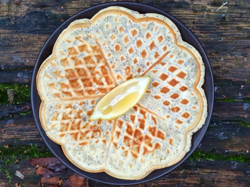 Lemon and poppy seed waffles