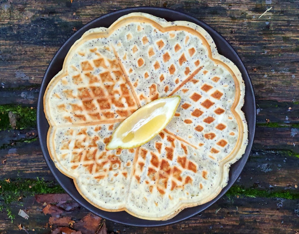 Lemon and poppy seed waffles