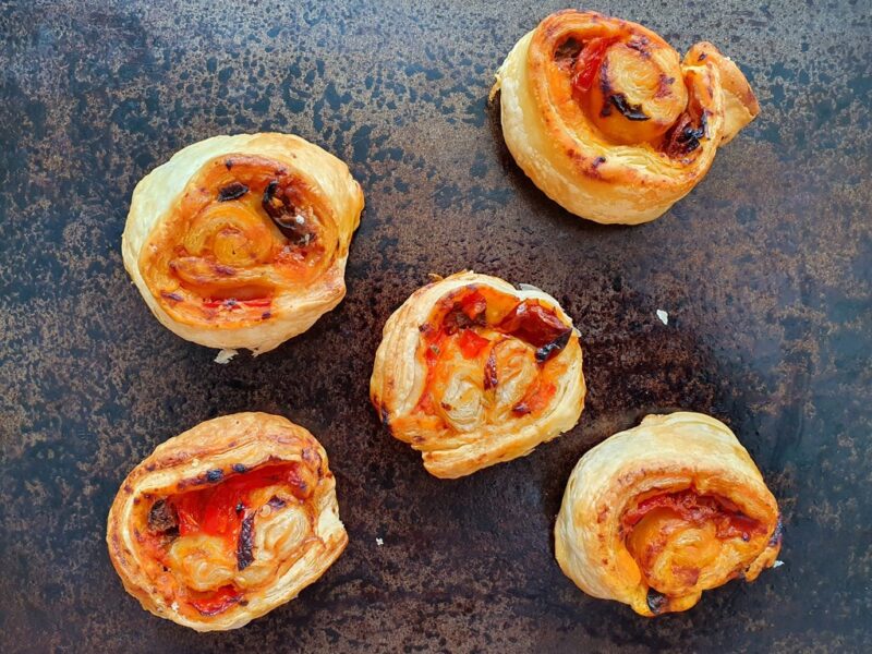 Sun-dried tomato and olive pinwheels