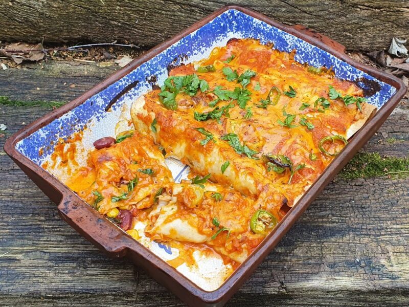 Vegan bean enchiladas