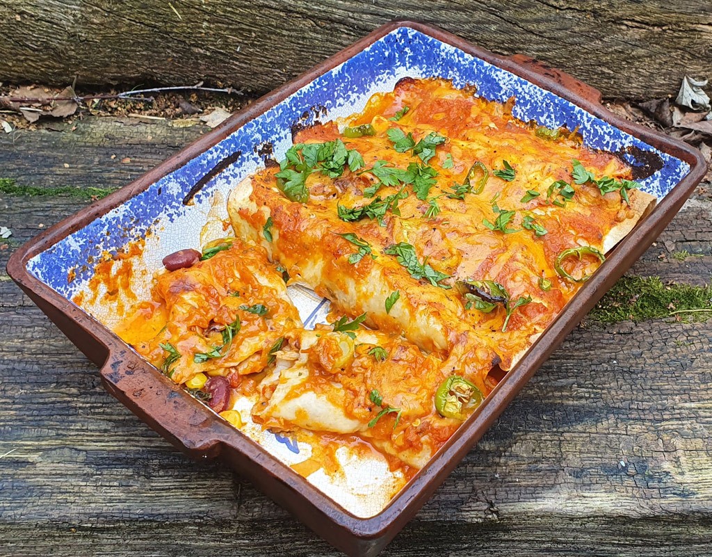 Vegan bean enchiladas