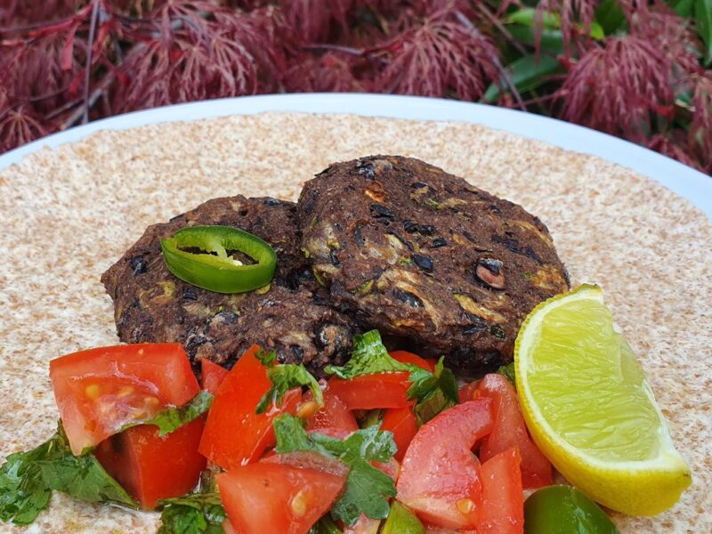 Black bean and courgette fritters