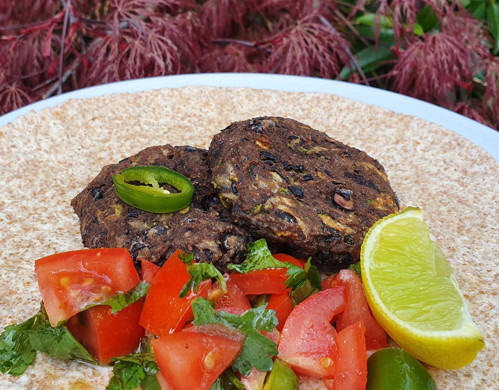 Black bean and courgette fritters