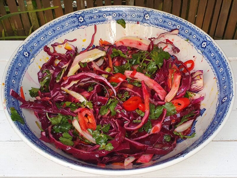 Fennel and red cabbage slaw