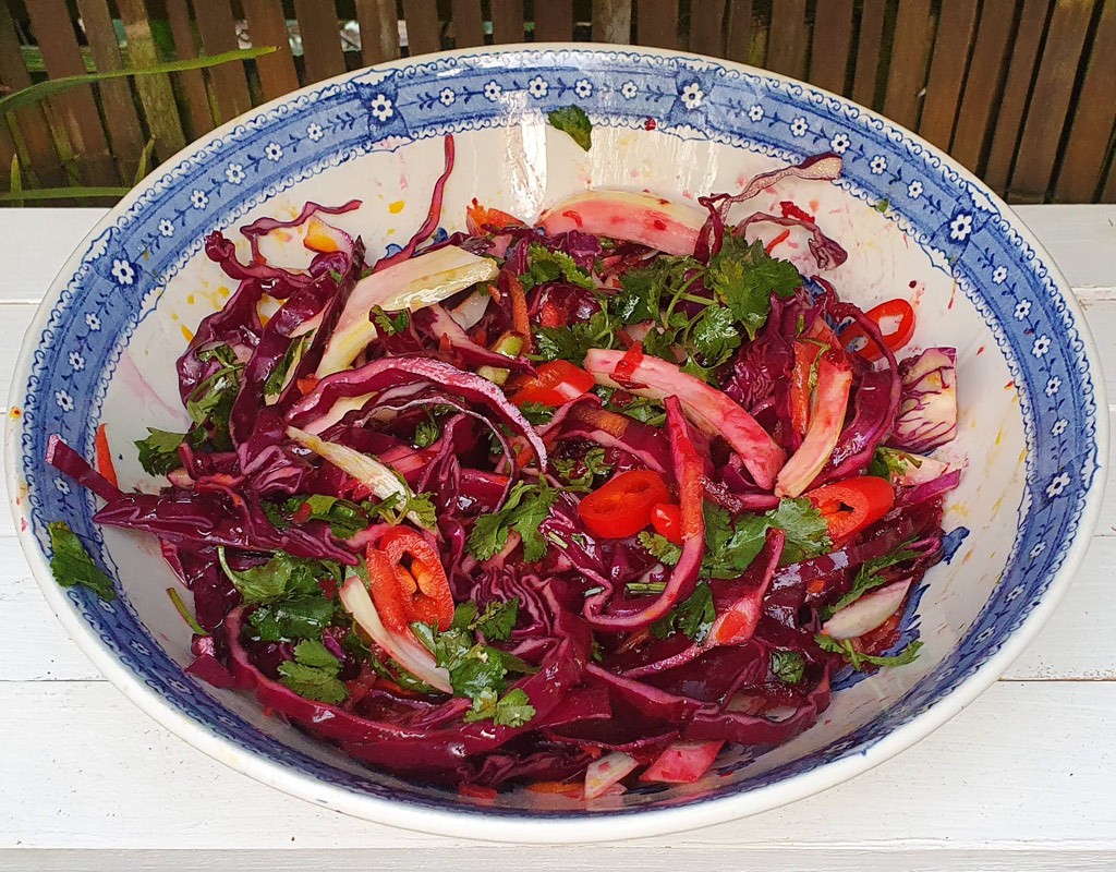 Fennel and red cabbage slaw