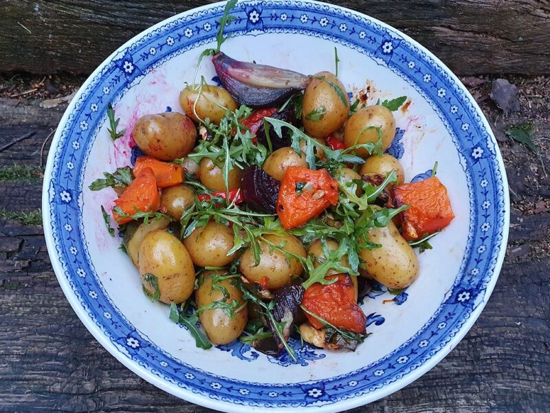 Potato salad with grilled vegetables