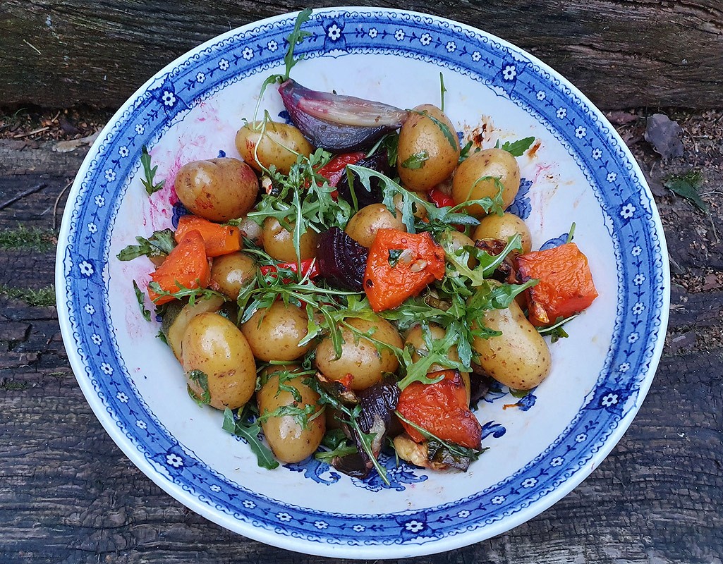 Potato salad with grilled vegetables