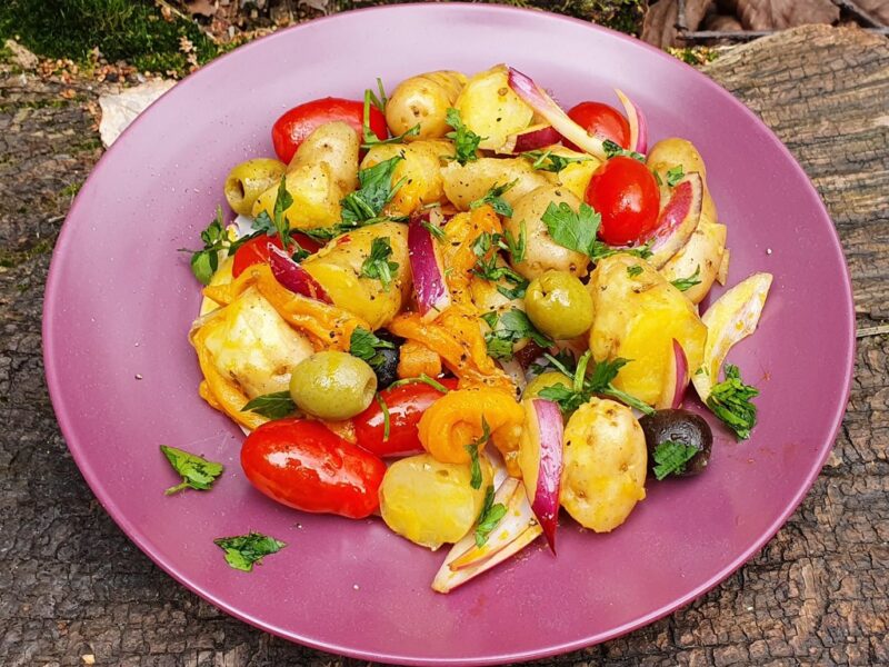 Potato salad with roasted peppers