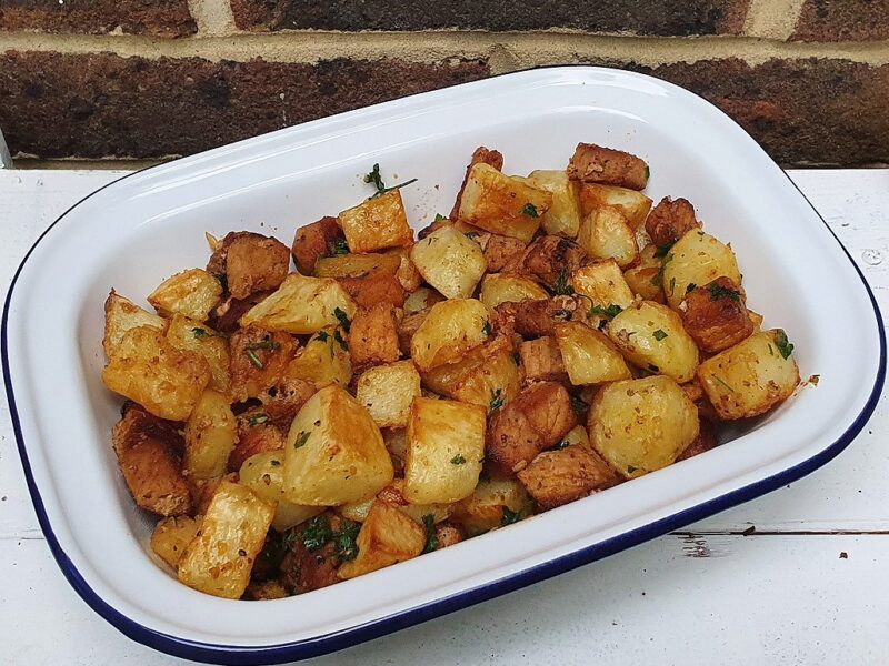 Pork and potato traybake