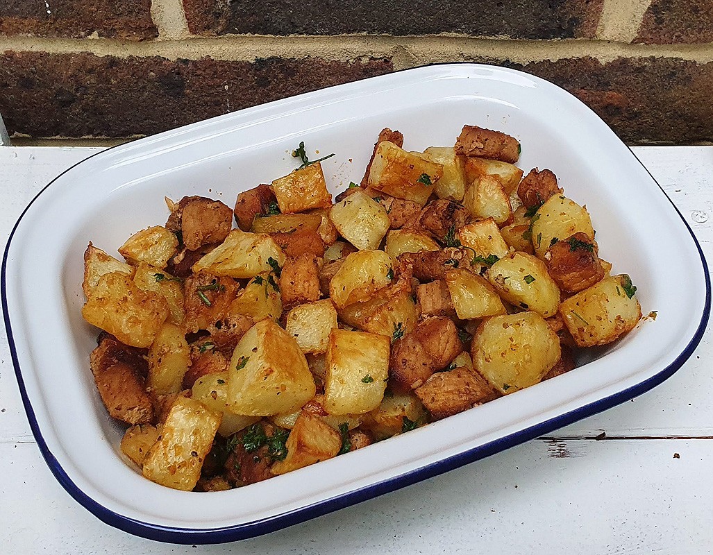 Pork and potato traybake