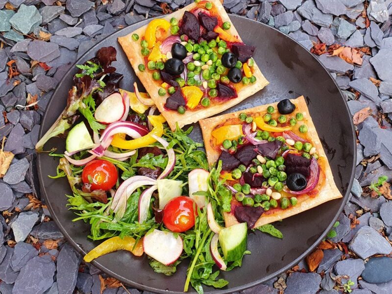 Rainbow vegan puff tarts