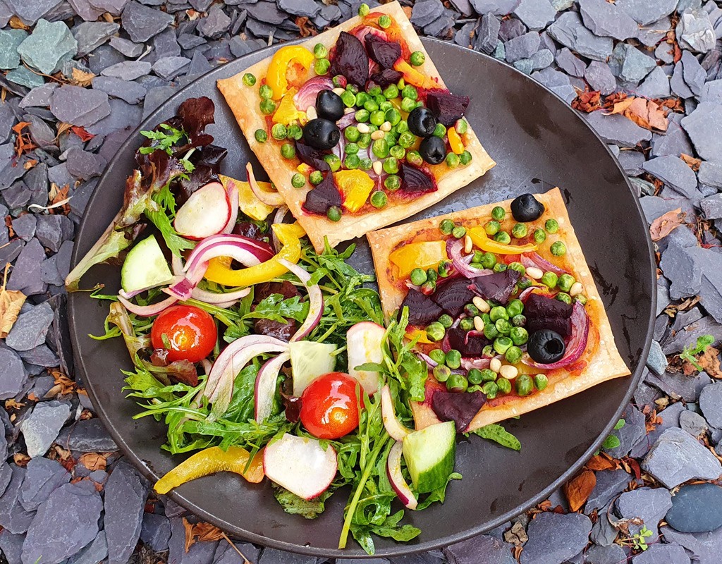 Rainbow vegan puff tarts