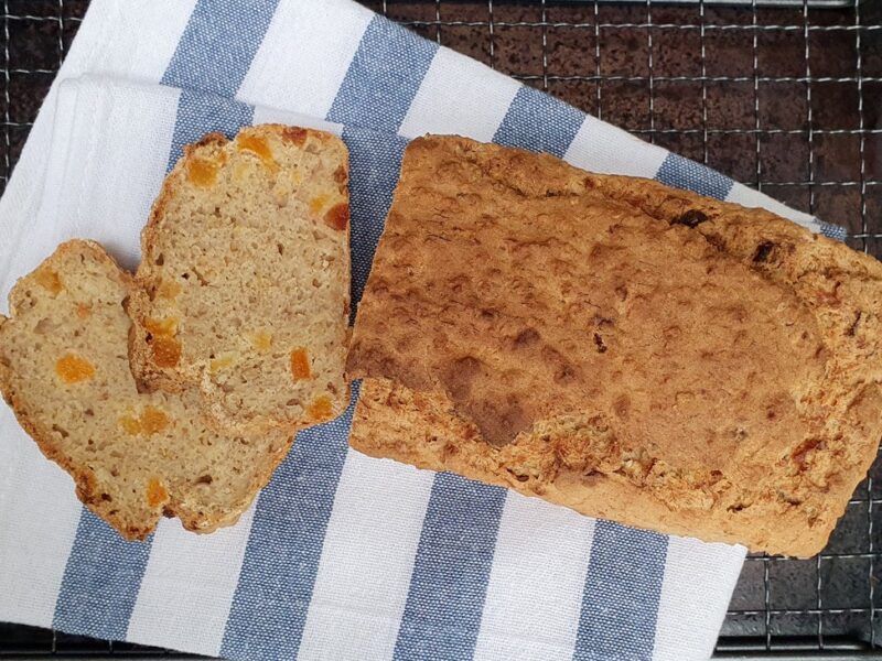 Vegan, gluten-free banana and apricot bread