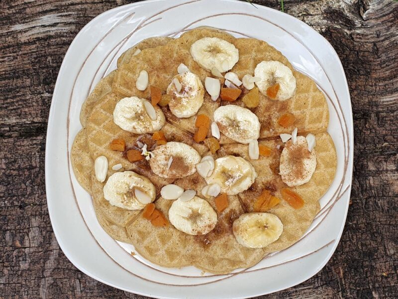 Vegan oat and almond waffles